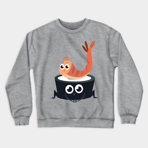 Happy Sushi Rolls - Digital Vector Illustration Crewneck Sweatshirt by WaltTheAdobeGuy